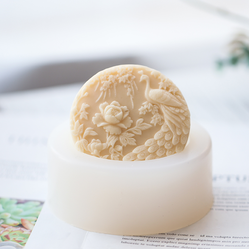 Candle Making Activity - Peacock Flower Pattern Silicone Soap Mold
