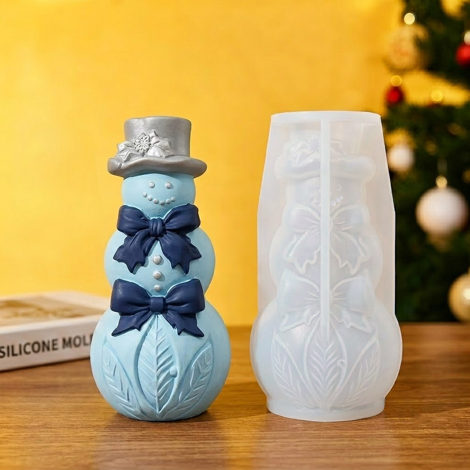 3D Bow Snowman Silicone Mold C - Xmas Candle Making ulasan dan harga